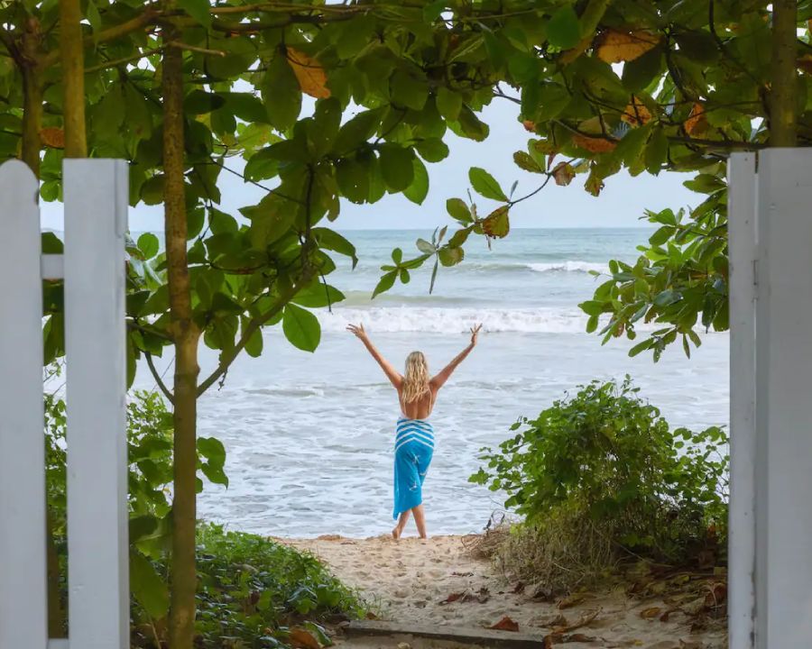 woman in weligama beach