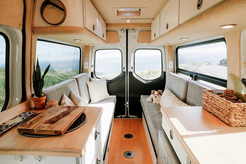 cozy interior view of a camper van