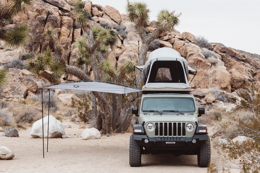 camping setup with van rental