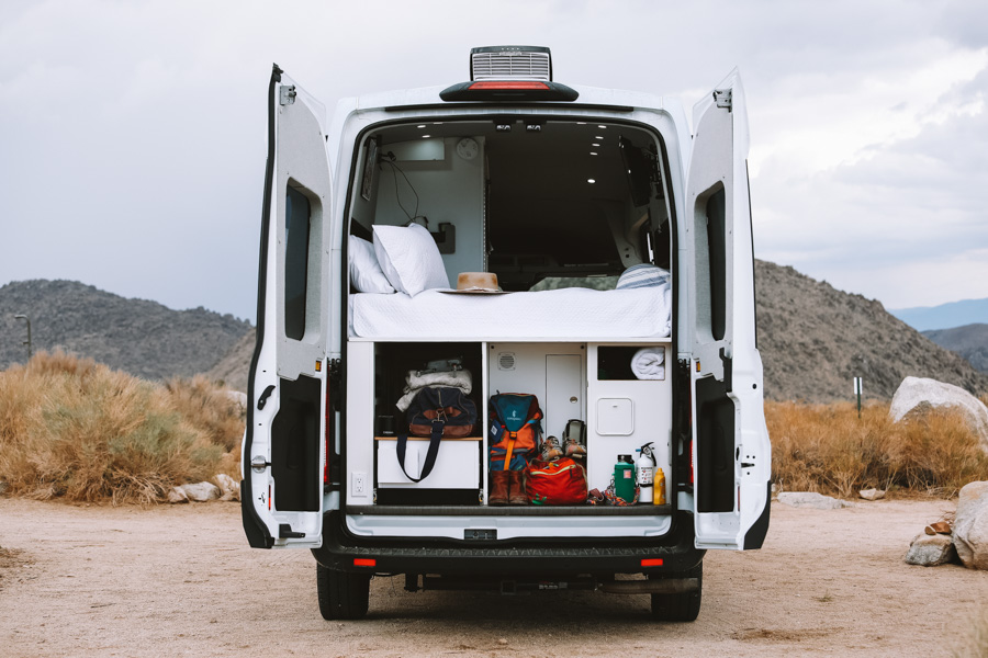 camper van set up for camping 