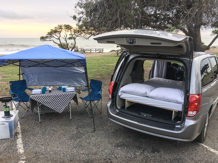 camper van set up for camping