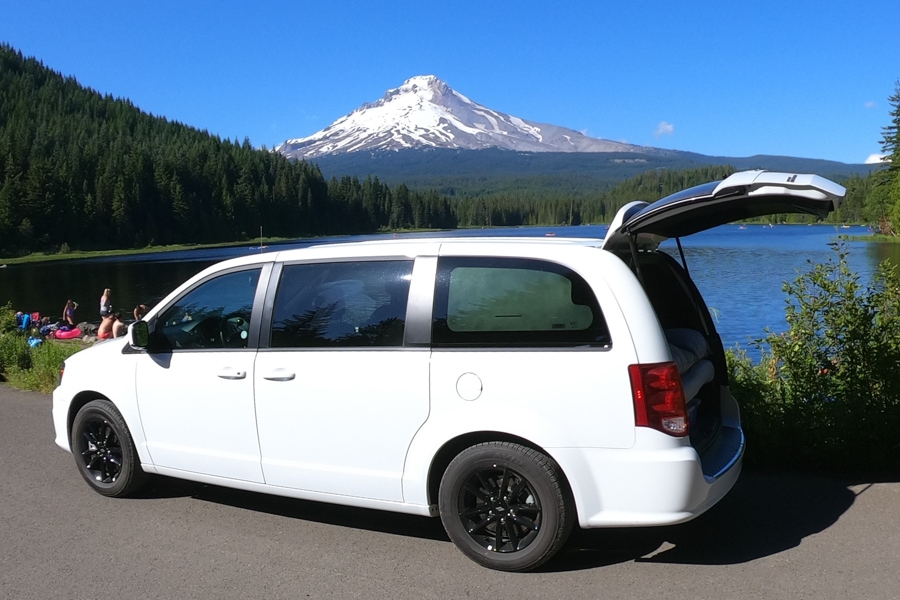 scenic road trip with camper