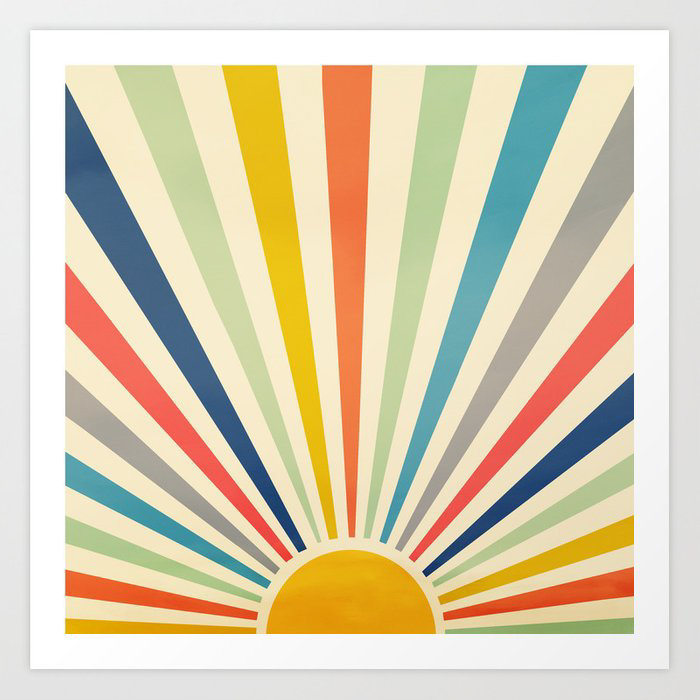 Coastal Wall Art Print of retro sun