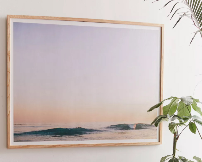 coastal wall art - photo of waves at sunset