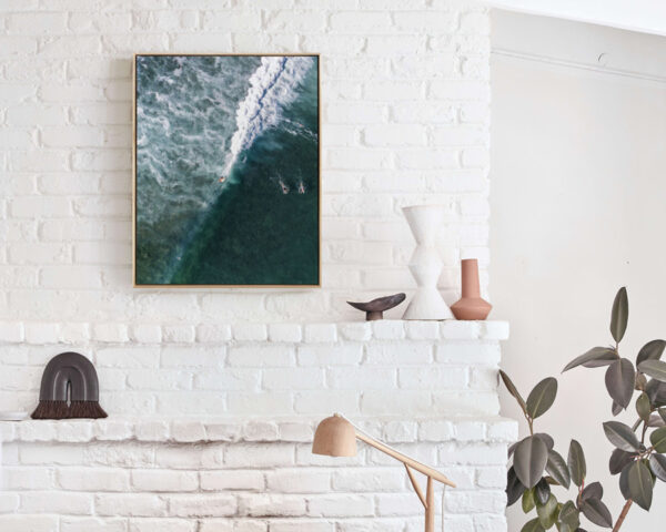 coastal wall art - framed canvas art of breaking wave
