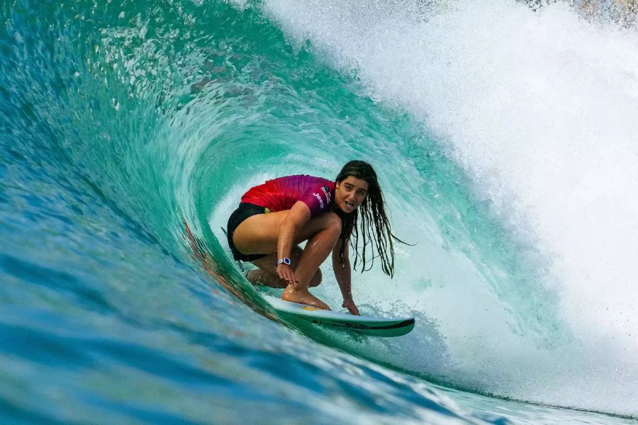 young female famous surfer