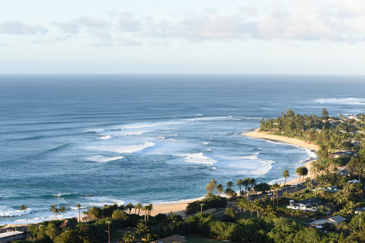 hawaii surf trip coastline drone photo