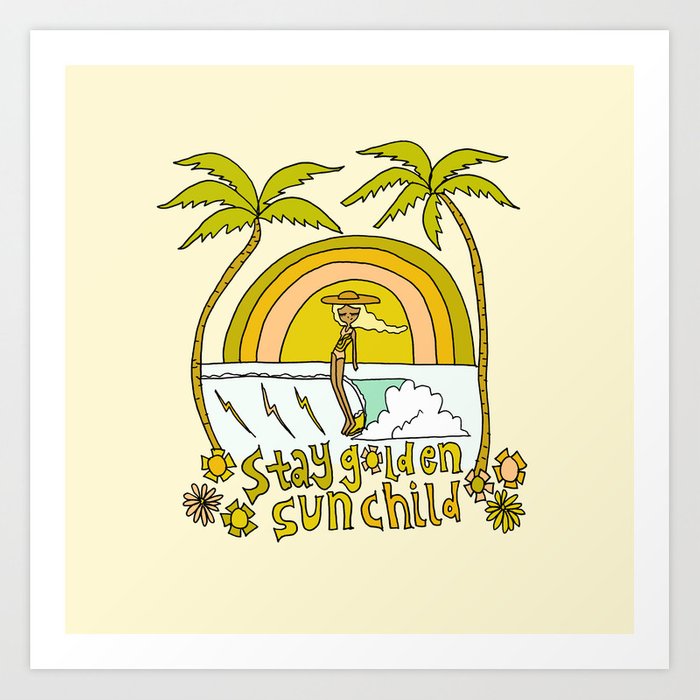 kids surf art - surf girl surfing wave
