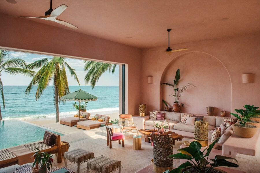 luxury beachfront villa in sayulita living space