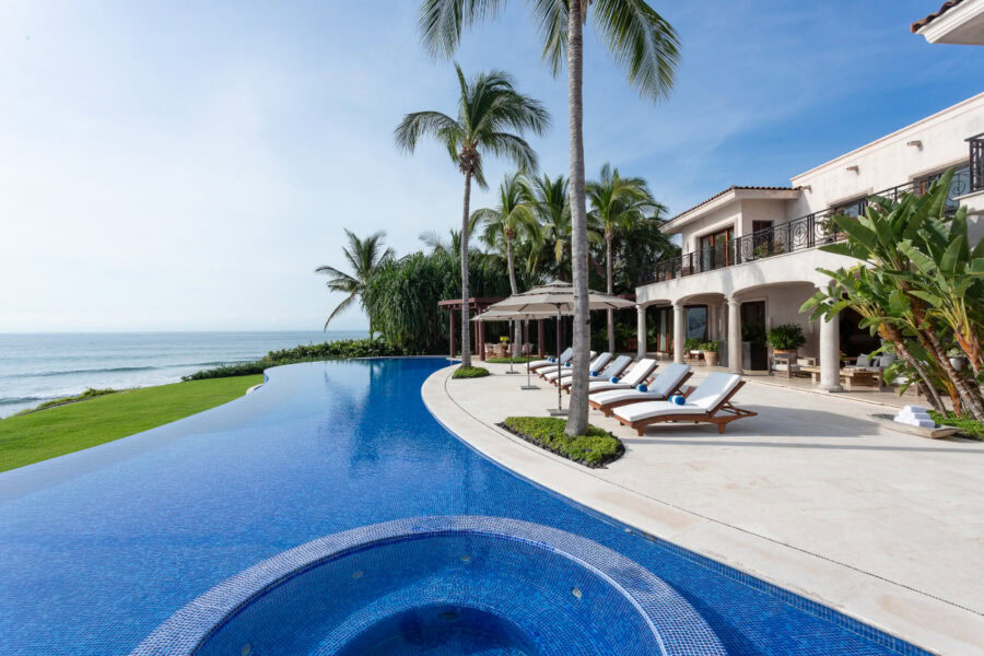 luxury oceanfront villa pool area