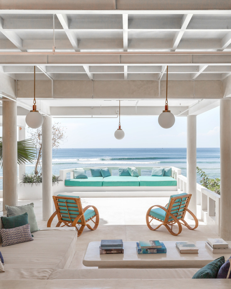 luxury surf vacation designer indoor/outdoor patio