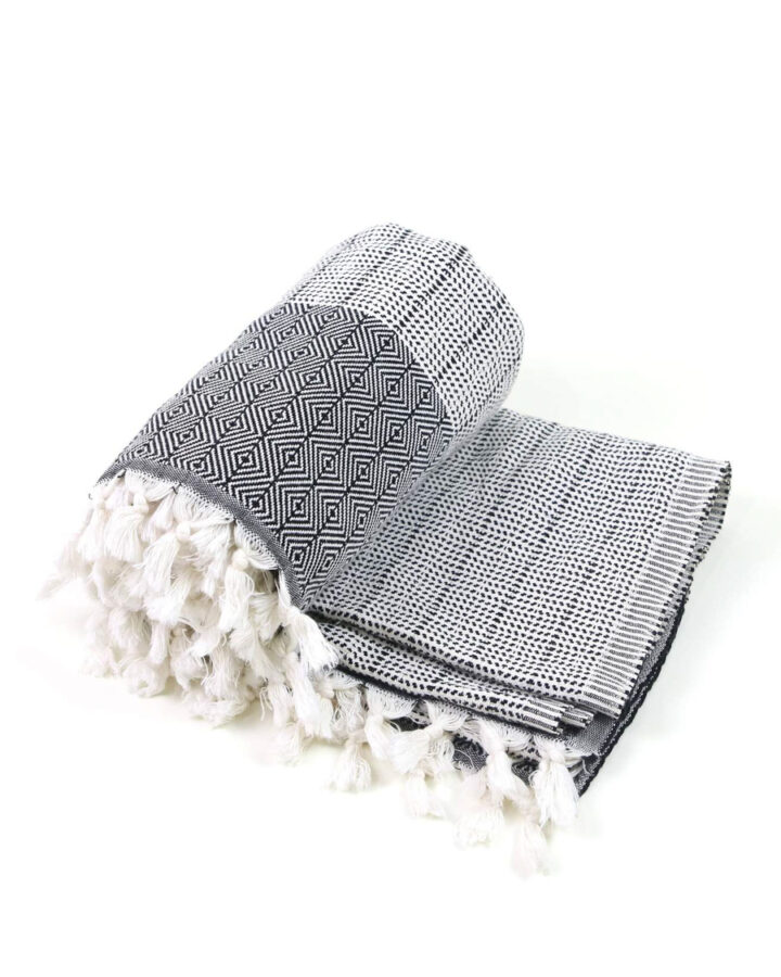 oversized turkish beach towel with black and white design