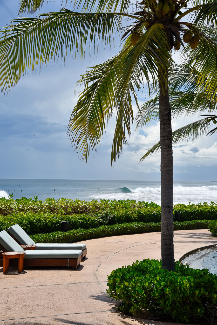 poolside overlooking surfing waves at Rancho Santana
