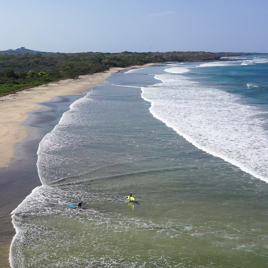 arial drone shot of playa avellanas