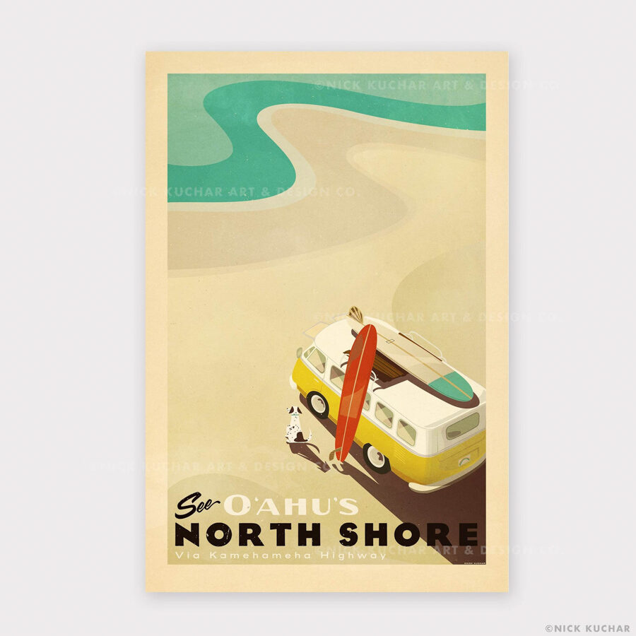 North Shore Oahu surf art print