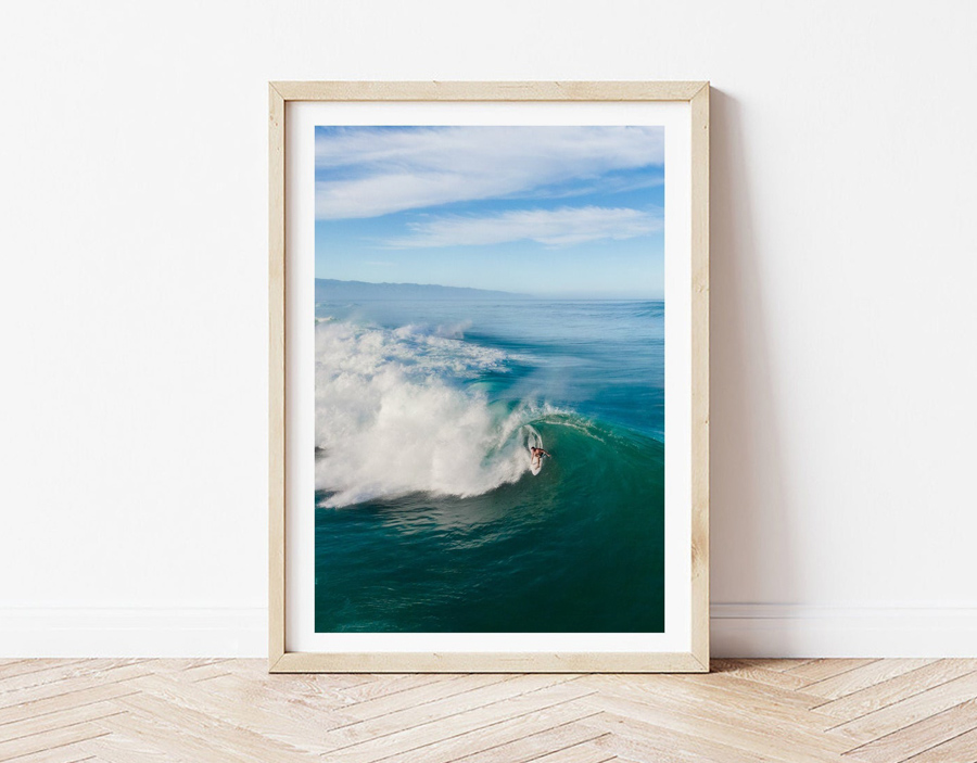 Surf photography print of surfer in barrel at Banzai Pipeline Oahu