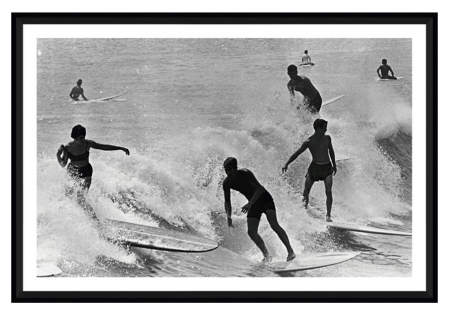 Vintage surf photography print of a party wave
