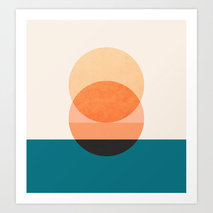 Art print of sun going into the ocean