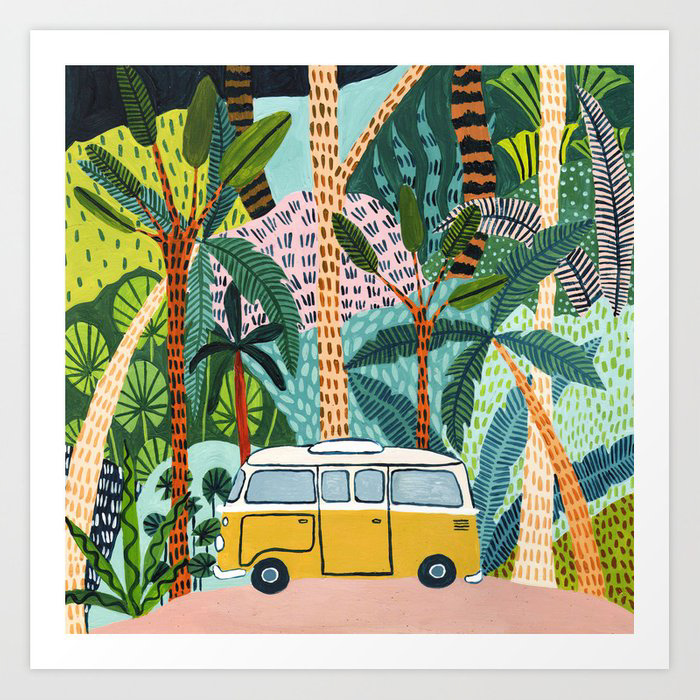 VW bus surf print - kids room
