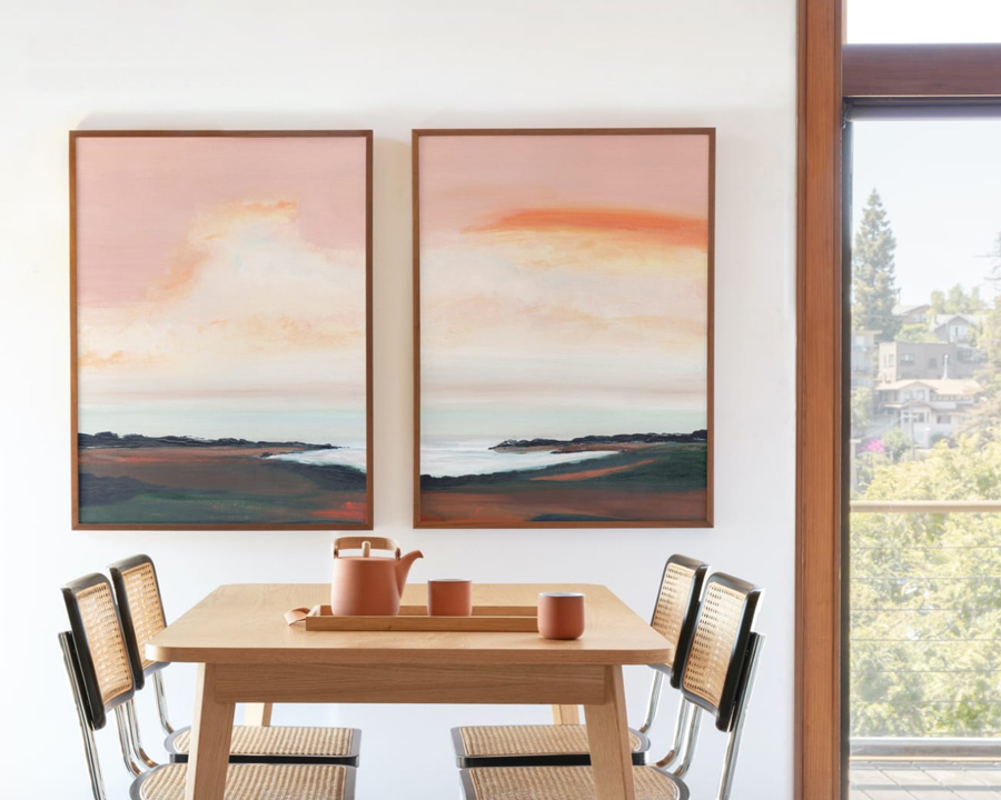 Surf room decor - Coastal scene art pair