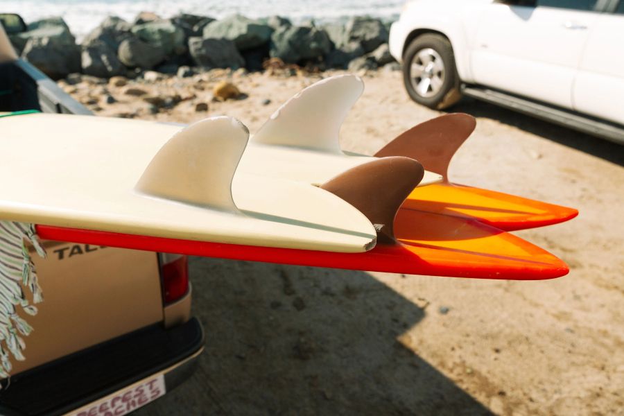 twin fins surfboard detail