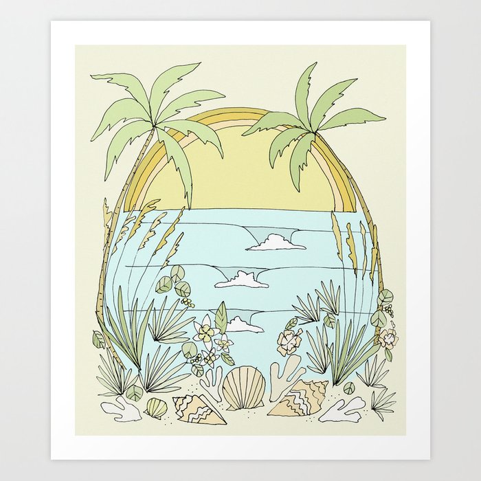 ocean surf art print perfect for a surfing themed room for kids