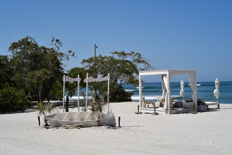 Susurros del Corazon Review / luxury beach setup on sandy beach at luxury resort in Punta de Mita, Mexico