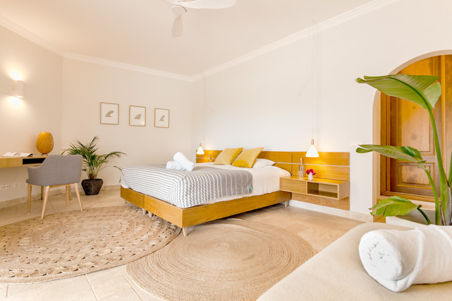 Private room at Tiny Whale Surf Camp in Lagos, Portugal.