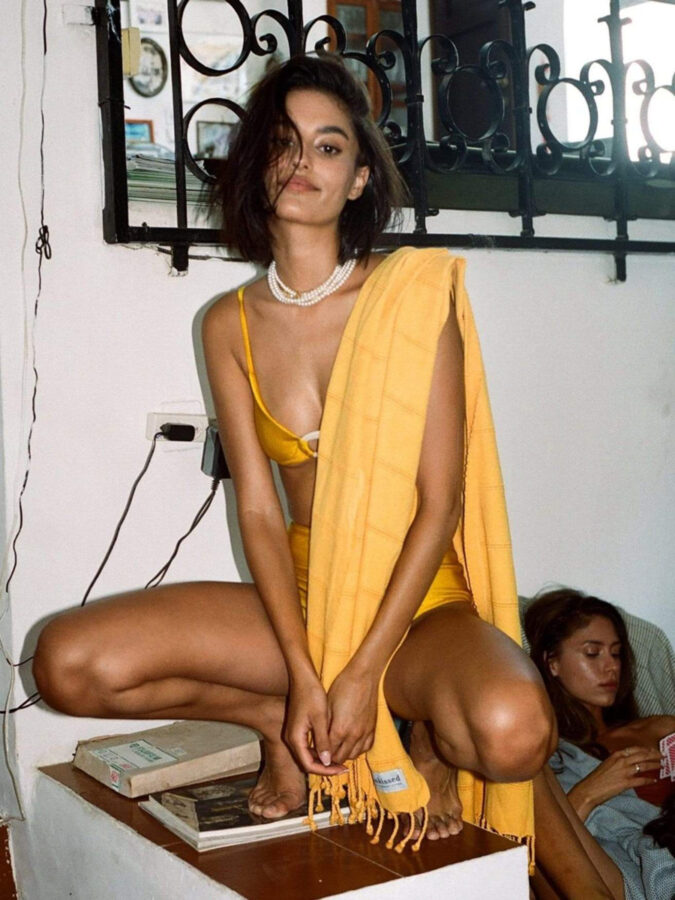 yellow turkish beach towel