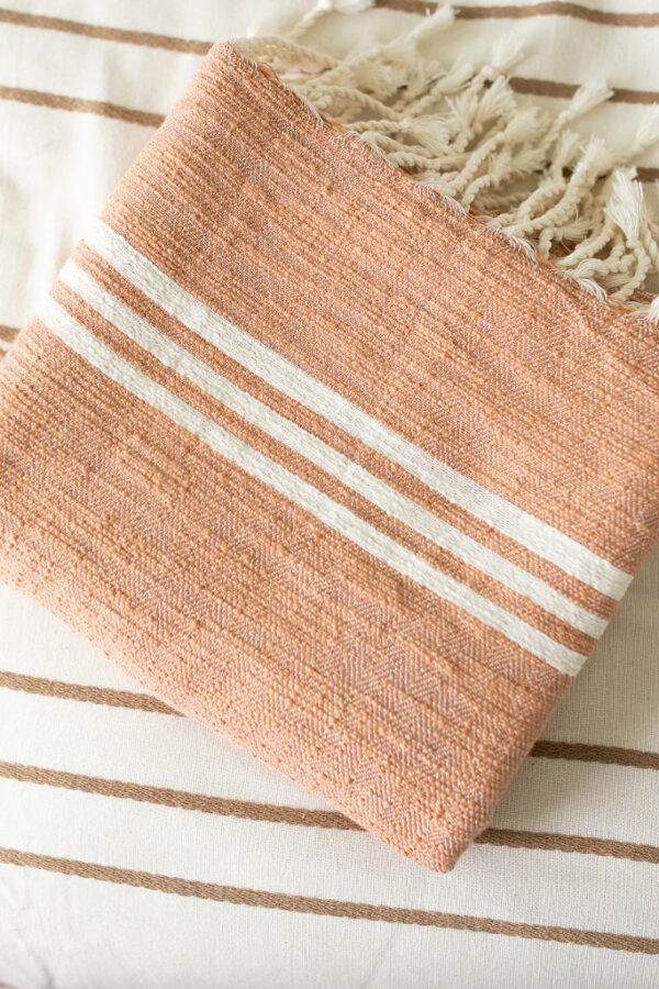 cute peach beach towel with tassels