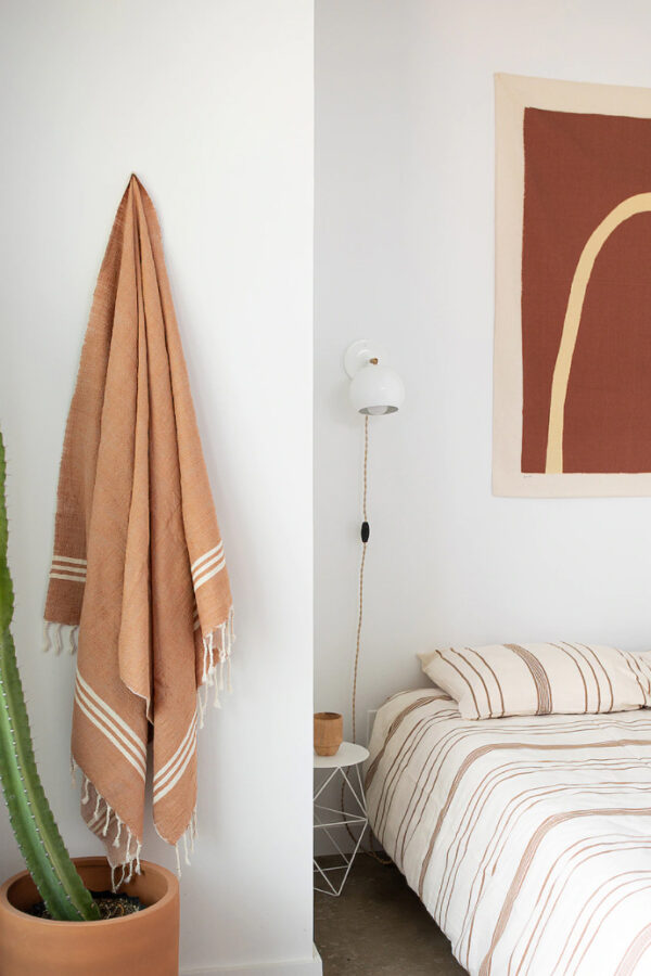 cute peach beach towel with tassels