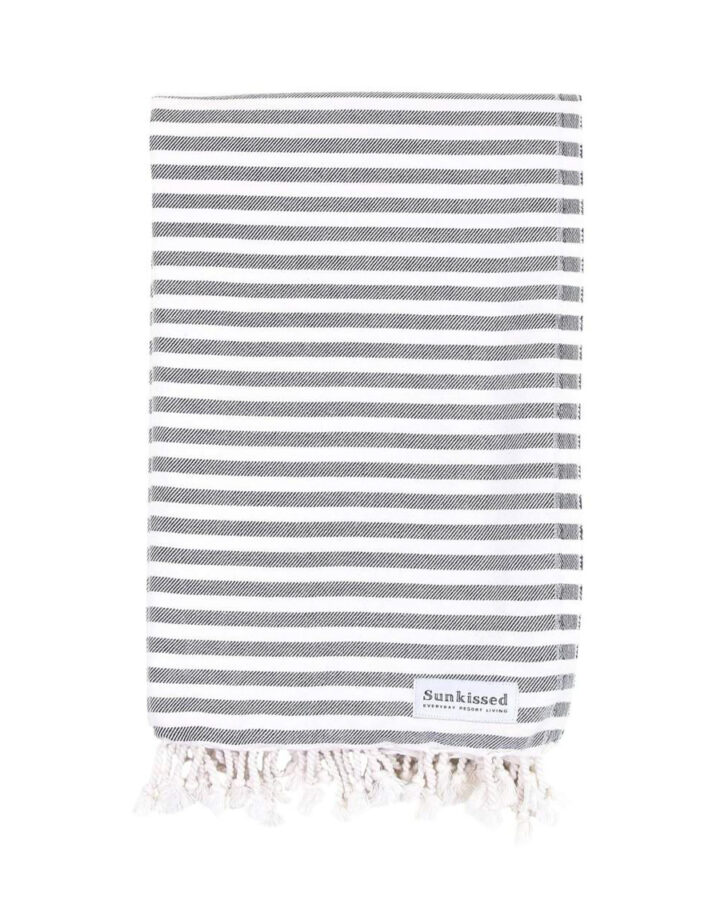 black and white striped Turkish beach towel