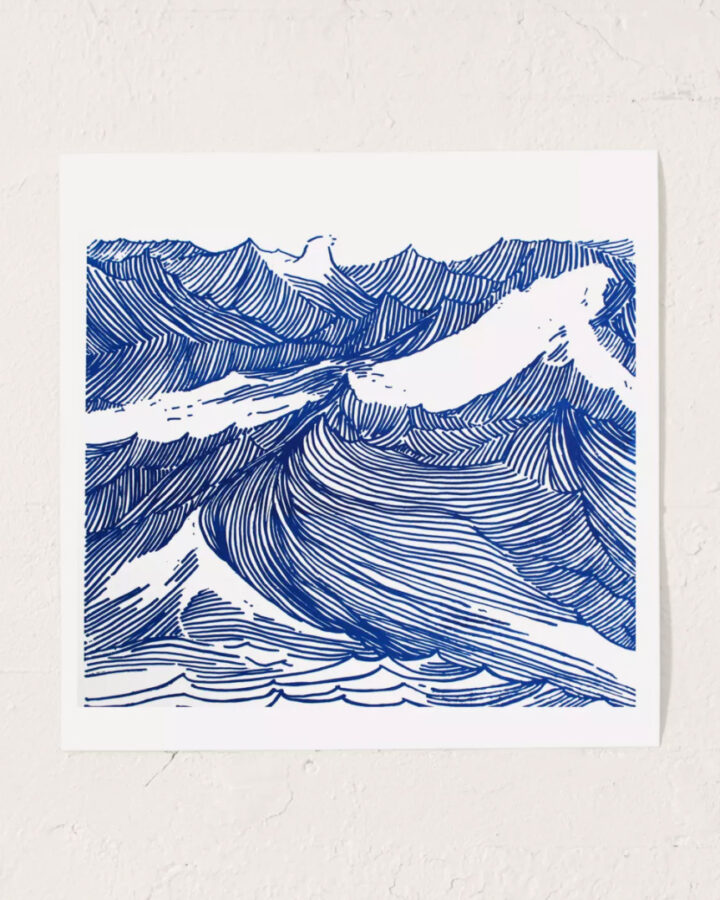 blue wave art print